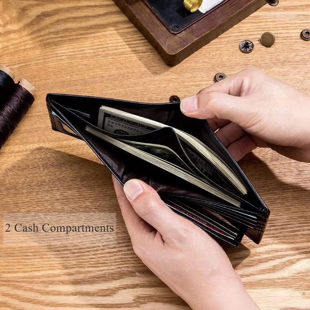 Wallets for Men Slim Bifold Genuine Leather Front Pocket Wallet Black
